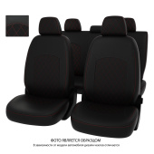 Чехлы VW Golf V, VI/Jetta V 2003-2012 г. - РОМБ/отстрочка красная, черная экокожа *Оригинал*