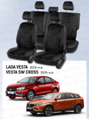 Чехлы Lada Vesta / Vesta SW Cross 2015-> велюр черный (терморомб Kvadrat) "Статус"