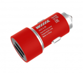 Фото Зарядное устройство в прикуриватель с двумя УСБ-портами (2,4 А+ 1А) УСС-2-36 красный "ВИИИКС" UCC-2-36 - красный