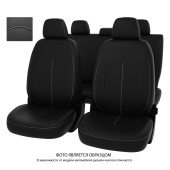 Чехлы VW Tiguan II 2016-> Разные передние спинки, черная/отстрочка белая, экокожа "Оригинал"