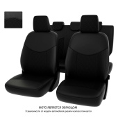 Чехлы VW Amarok 2010-> РОМБ/отстрочка черная, экокожа "Оригинал"