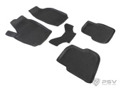Коврики VW Polo V 2009-2020 г. - Sd, резиновый с выс. борт. "Seintex"   