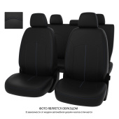 Чехлы Kia K5 III 2020-> черный/отстрочка синяя, экокожа "Оригинал"