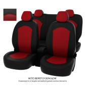 Чехлы Kia Rio III 2011-2017 г. - Hb черно-красная экокожа "Оригинал"
