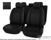 Чехлы Mitsubishi Lancer IX 2000-2010 г. - Sd, РОМБ/отстрочка белая, черная экокожа *Оригинал*
