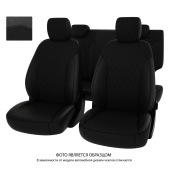 Чехлы Hyundai Creta II 2021-> РОМБ/отстрочка черная, черная экокожа "Оригинал"