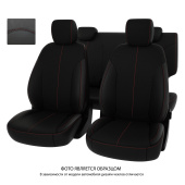 Чехлы Hyundai Creta II 2021-> черный/отстрочка красная, экокожа "Оригинал"