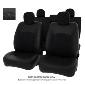 Чехлы Honda Civic VIII 2005-2011 г. - Sd РОМБ /отстрочка черная, черная экокожа + черная алькантара *Оригинал*