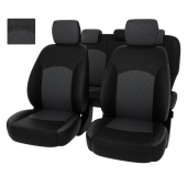 Чехлы Ford Mondeo IV 2006-2014 г. - (Titanium) РОМБ/отстрочка серая, черно-серая экокожа "Оригинал"