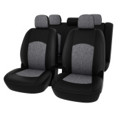 Чехлы Mitsubishi Lancer X 2007-2010 г. - Sd черная экокожа + серая алькантара "Оригинал"