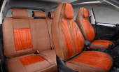 Накидки 5D PSV Sport (Коричневый), комплект на весь салон, экокожа + текстиль