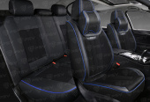 Накидки 5D PSV Continental (Черный/Отстрочка синяя), комплект на весь салон
