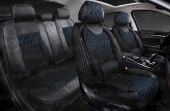 Накидки 5D PSV Galant Velvet Skin (Черный/Отстрочка Синяя), комплект на весь салон, вельвет + мокрая кожа