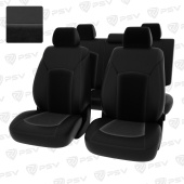 Чехлы Chevrolet Cruze I 2009-2015 г. - 5 подголовников, черная экокожа + черный велюр "Оригинал"