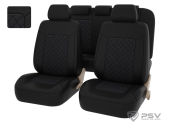 Чехлы PSV Elegant Next (Черная экокожа + т. серая алькантара), ромб