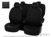 Чехлы Kia Sportage III 2010-2016 г. - подголовник активный, черная экокожа + черная алькантара "Оригинал"