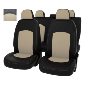 Чехлы VW Polo V 2009-2020 г. - Sd, деленная спинка, черно-бежевая экокожа "Оригинал"