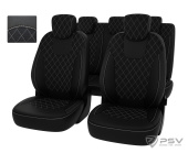 Чехлы Renault Kaptur 2016-> РОМБ/отстрочка белая, черная экокожа "Оригинал"