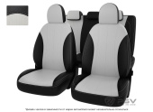 Чехлы Kia Sorento II 2009-2020 г. - черно-белая экокожа "Оригинал"