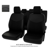 Чехлы VW Amarok 2010-> черный/отстрочка черная, экокожа "Оригинал"