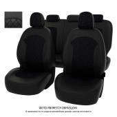 Чехлы Hyundai ix35 2010-2015 г. - РОМБ/ отстрочка чёрная, черная экокожа + черная алькантара "Оригинал"