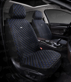 Накидки 5D PSV Len 2 FRONT (Черный/Отстрочка Синяя), на передние сиденья, лен