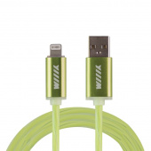 Кабель для зарядки с USB светящийся для Apple зеленый CBL710-U8-10G "WIIIX"