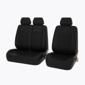 Чехлы PSV Elegant Next TRANSIT (Черный/отстрочка красная), ромб + экокожа