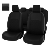 Чехлы Ford Focus II 2005-2011 г. - (Ghia, Titanium) РОМБ/отстрочка черная, черная экокожа "Оригинал"