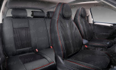 Накидки 5D PSV Sport (Черный/Кант красный), комплект на весь салон, экокожа + текстиль