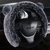 Оплетка на руль иск. мех PSV MISHKA Premium (Черно-Серый/Черный) M