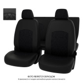 Чехлы VW Jetta VI 2010-2018 г. - (Trendline) РОМБ /отстрочка черная, черная экокожа + черная алькантара *Оригинал*