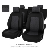 Чехлы Hyundai Tucson IV 2020-> РОМБ/отстрочка серая, черно-серая экокожа "Оригинал"