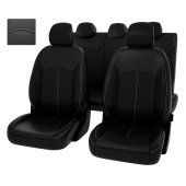 Чехлы Hyundai Solaris II/Kia Rio IV 2017-> Sd (Comfort/Prestige) черный/отстрочка белая, экокожа "Оригинал"