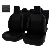 Чехлы Nissan Qashqai I 2006-2013 г. - черная экокожа + черная алькантара "Оригинал"