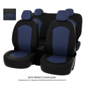 Чехлы Kia Rio III 2011-2017 г. - Sd черно-синяя экокожа "Оригинал"