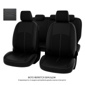 Чехлы Mazda 3 II 2008-2013 г. - Sd черный/отстрочка белая, экокожа "Оригинал"