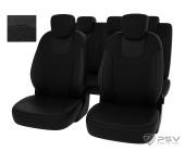 Чехлы Renault Kaptur 2016-> РОМБ/отстрочка черная, черная экокожа "Оригинал"