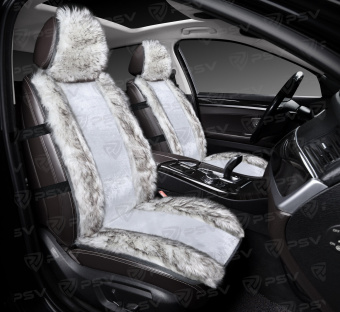 Накидки PSV искусственный мех Mutton Premium FRONT (Бело-Серый), 1 шт. 