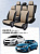 Чехлы Hyundai Solaris I/Kia Rio III 2010-2017 г. - Седан, перфорация, черно-бежевый "Статус"
