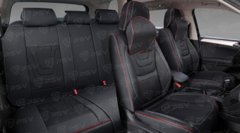 Накидки 5D PSV Genesis 2 FRONT (Черный/Кант красный), на передние сиденья, экокожа