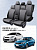 Чехлы Hyundai Solaris I/Kia Rio III 2010-2017 г. - Седан, перфорация, черно-серый "Статус"
