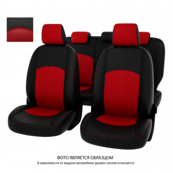 Чехлы Mazda 3 III 2013-2019 г. - Sd черно-красная экокожа "Оригинал"