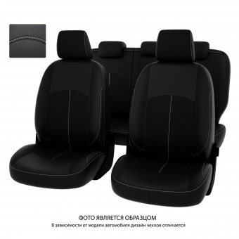 Чехлы VW Golf VII 2012-2020 г. - (Comfortline) черный/отстрочка белая, экокожа "Оригинал"