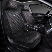 Фото  Накидки 5Д ПСВ Скин 2 ФРОНТ (Черный/Отстрочка красная), на передние сиденья, мокрая кожа 136602